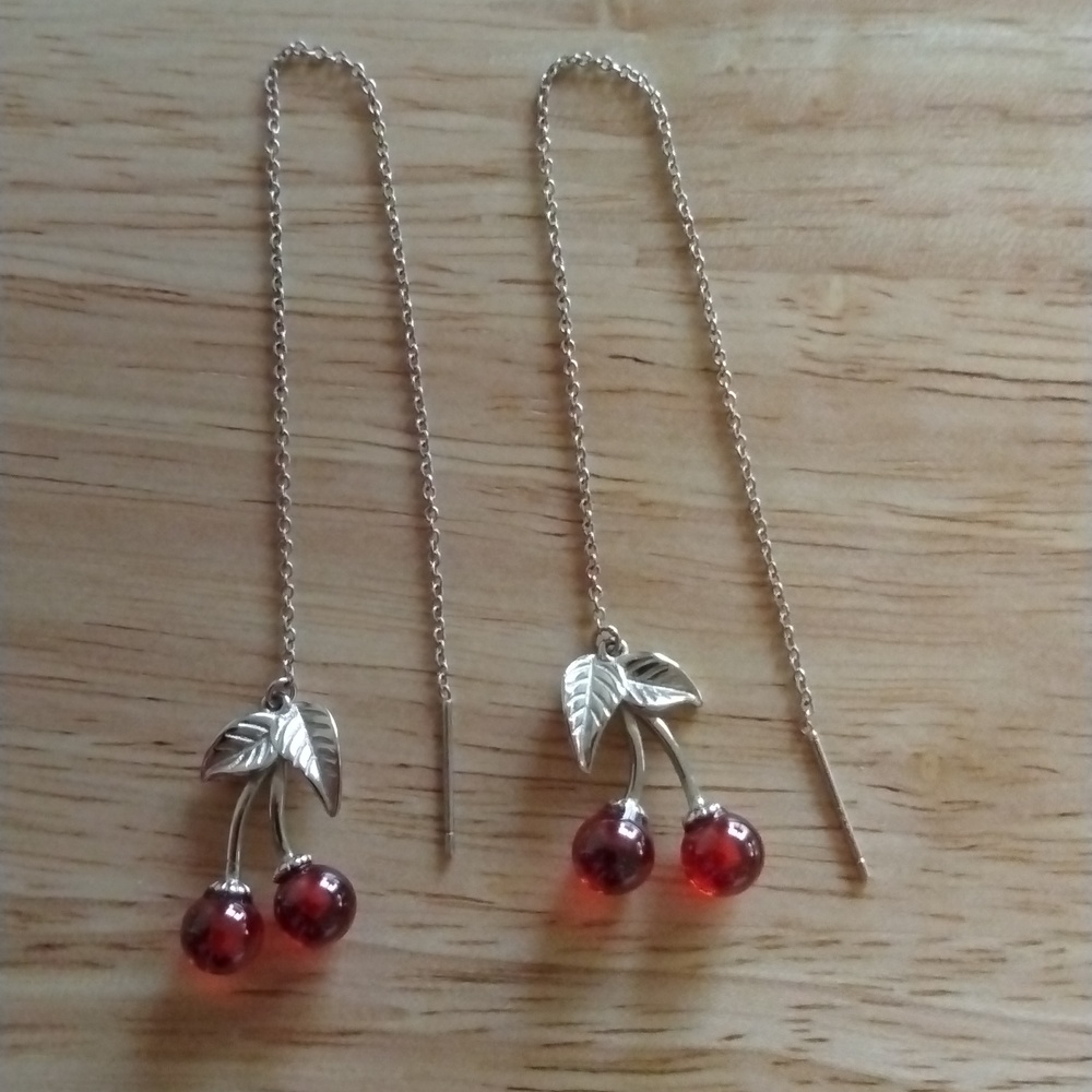 Cherry Garnet gemstone drop earrings